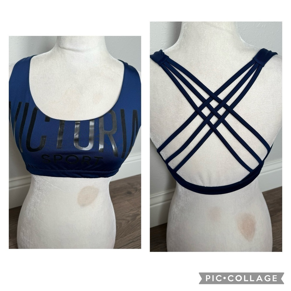 Victoria Sport Strappy Back Logo Sports Bra Medium